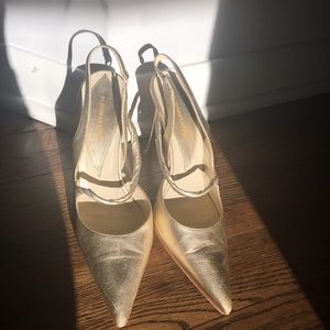 BCBG Metallic Gold Slingback Pumps -Size 7.5